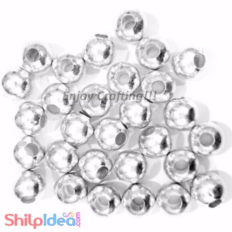 Metal Beads 6mm - Silver - Pack of 15